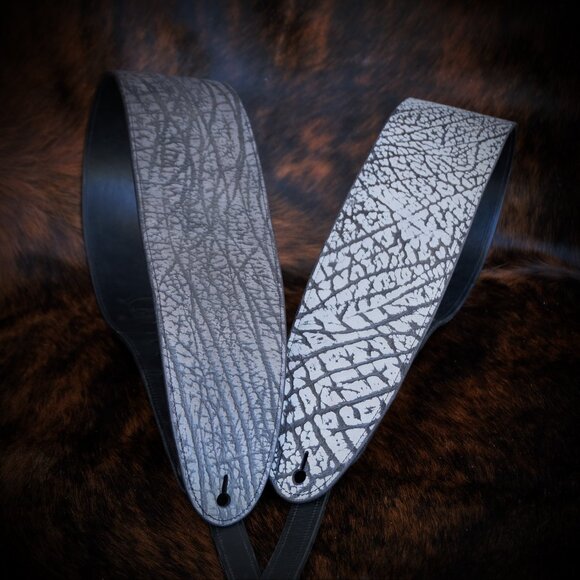 Exotic Dark Grey Wildebeest Premium Leather Guitar Strap – Ethically Sourced - Picture 9 of 9